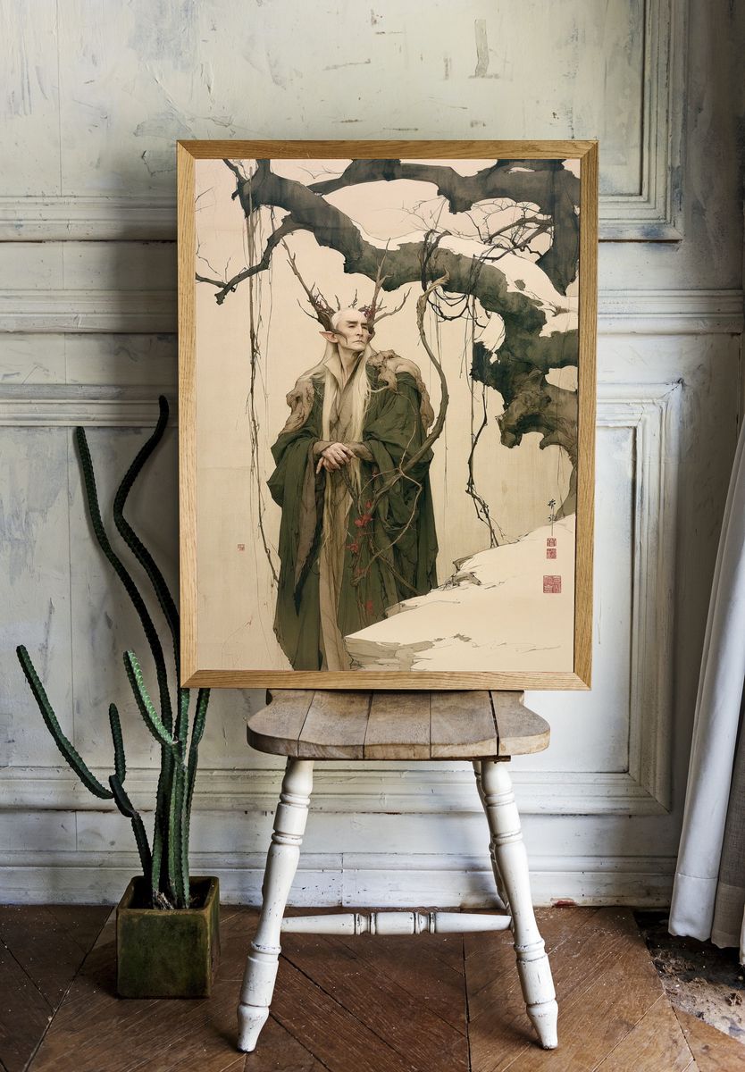 Elven Forest Sage Illustration Poster. room preview