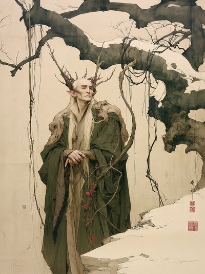 Elven Forest Sage Illustration Poster.