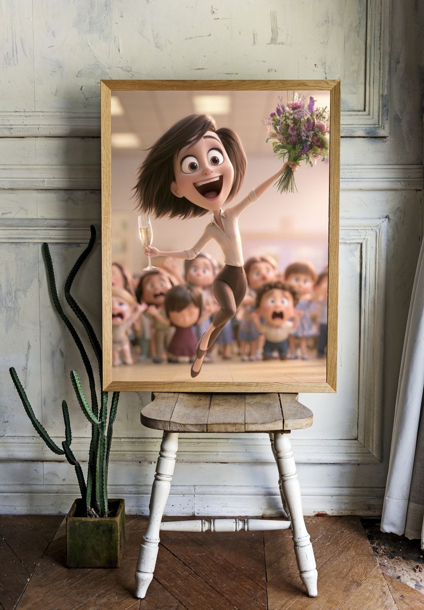 Joyful Celebration Cartoon Poster. — room view 1