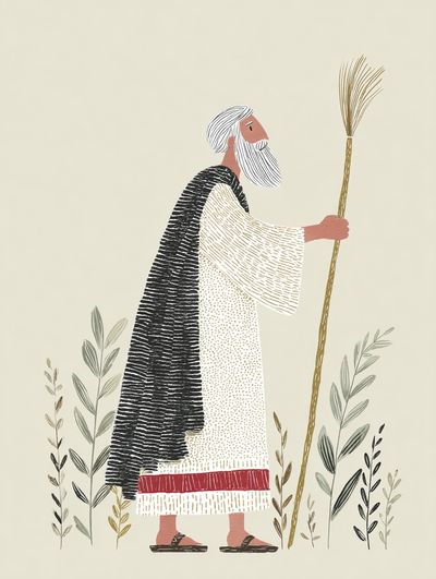 Shepherd with Staff Illustration Poster. poster print