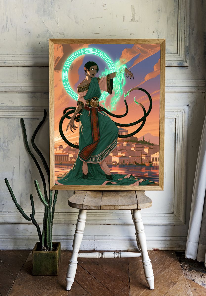 Mystic Sorceress Digital Art Poster. room preview