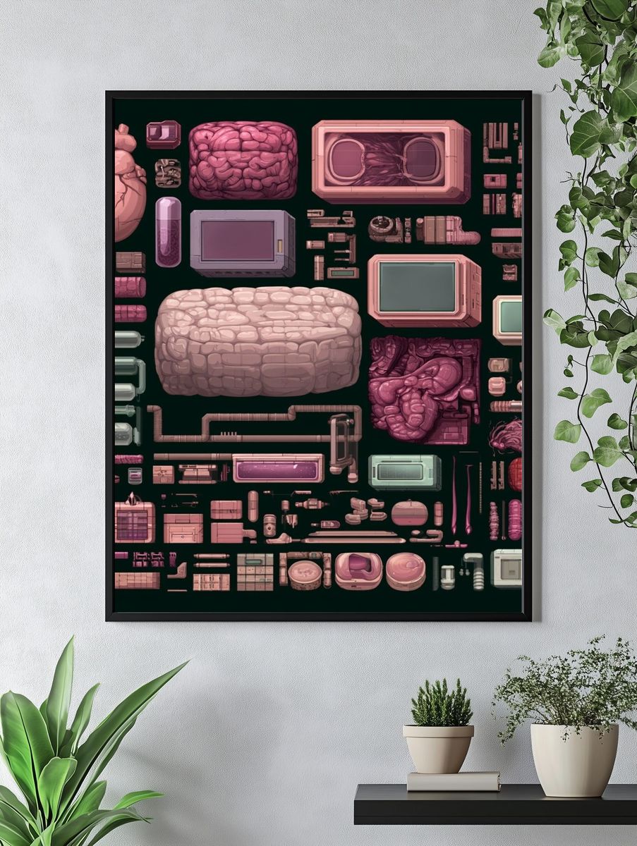 Surreal Pink Organ Assemblage Poster. — room view 4