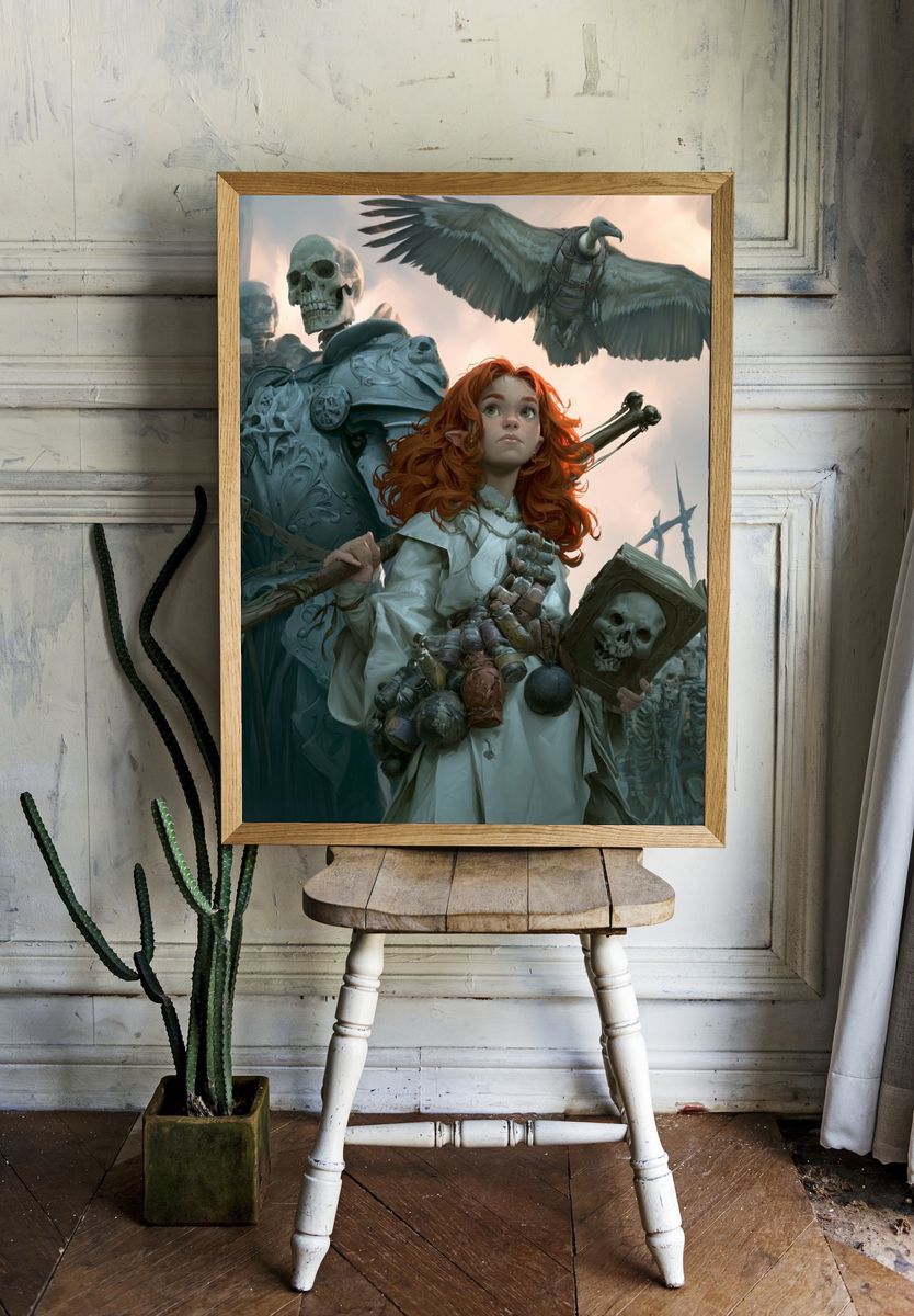Fantasy Warrior and Skeletons Poster. room preview
