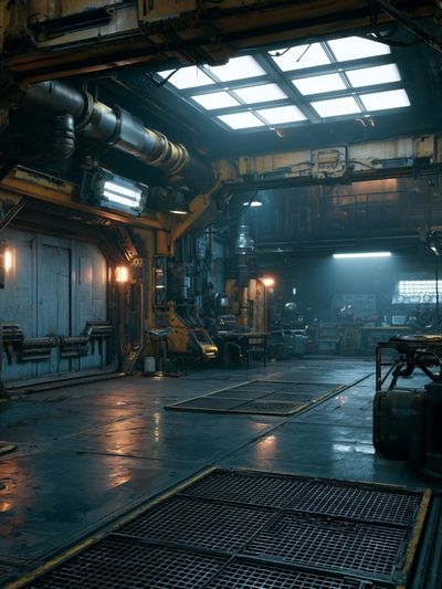 Industrial Sci-Fi Hangar Poster.