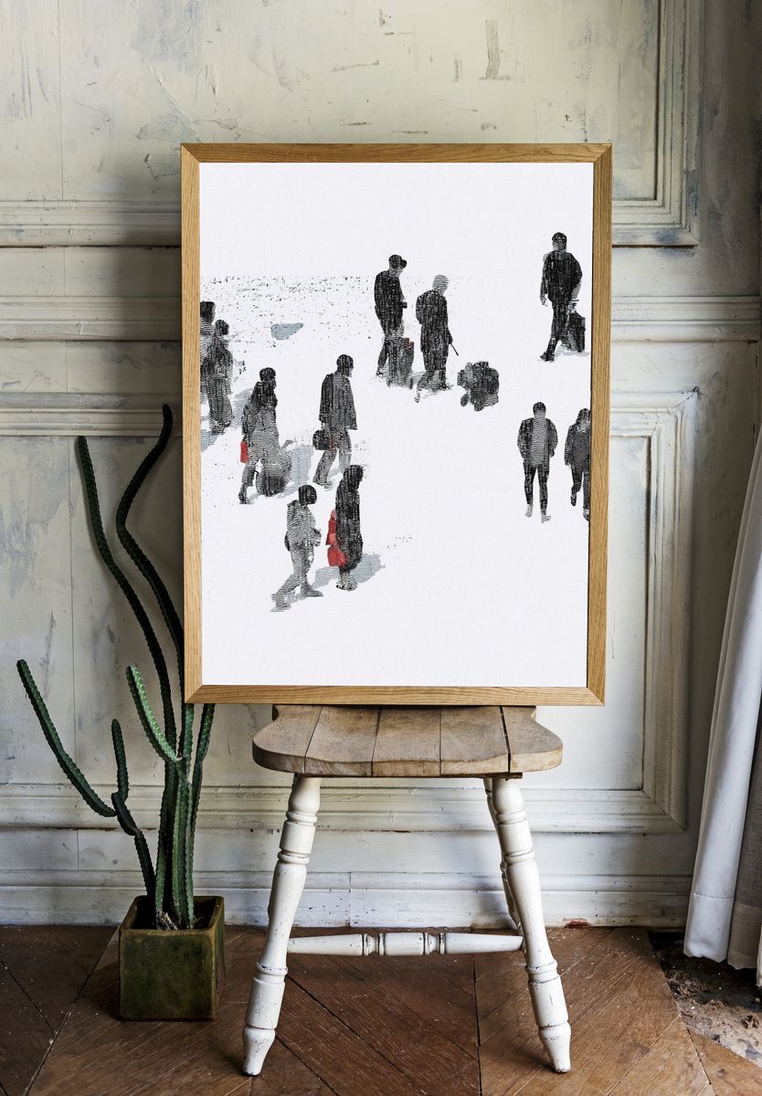 Urban Crowd Illustration Poster. room preview