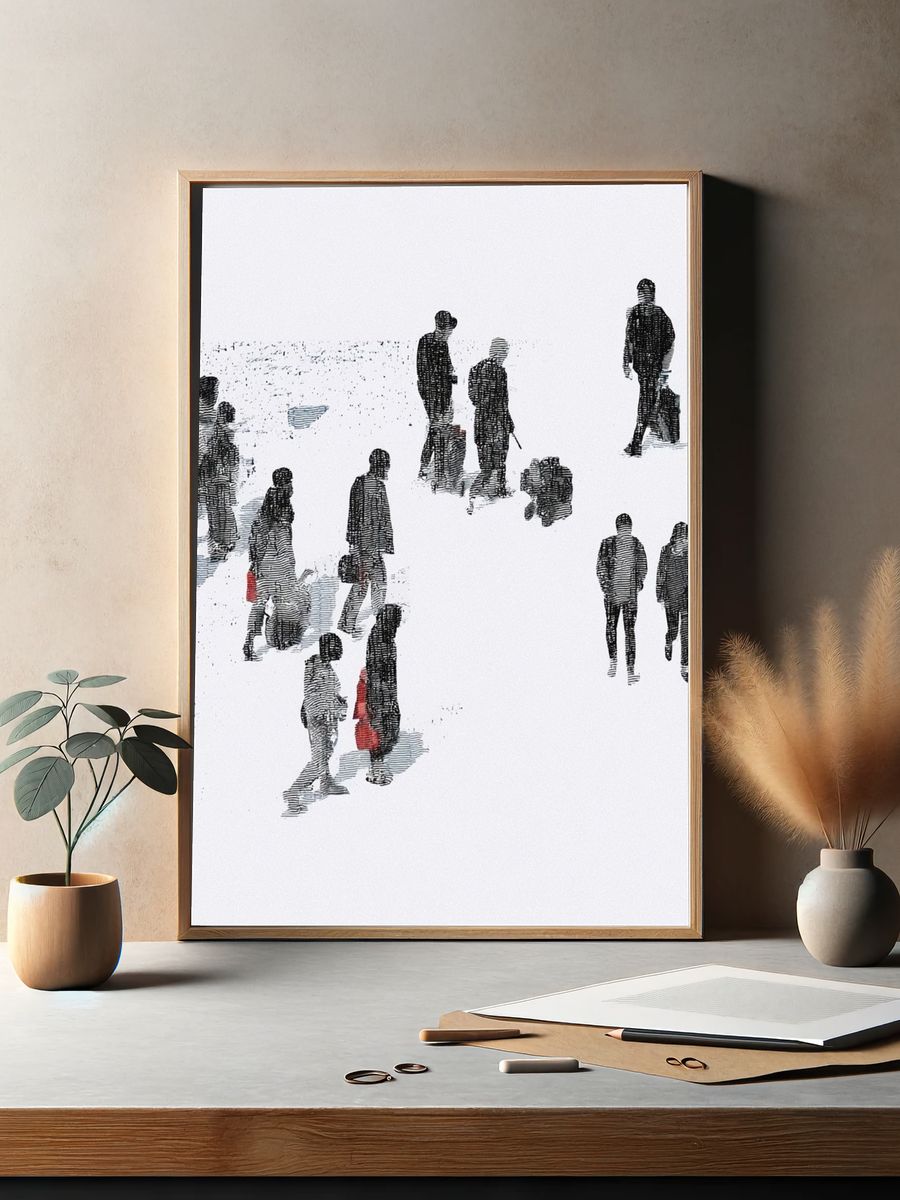 Urban Crowd Illustration Poster. — room view 2