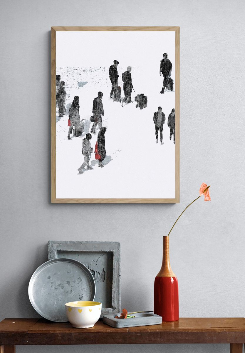 Urban Crowd Illustration Poster. — room view 3