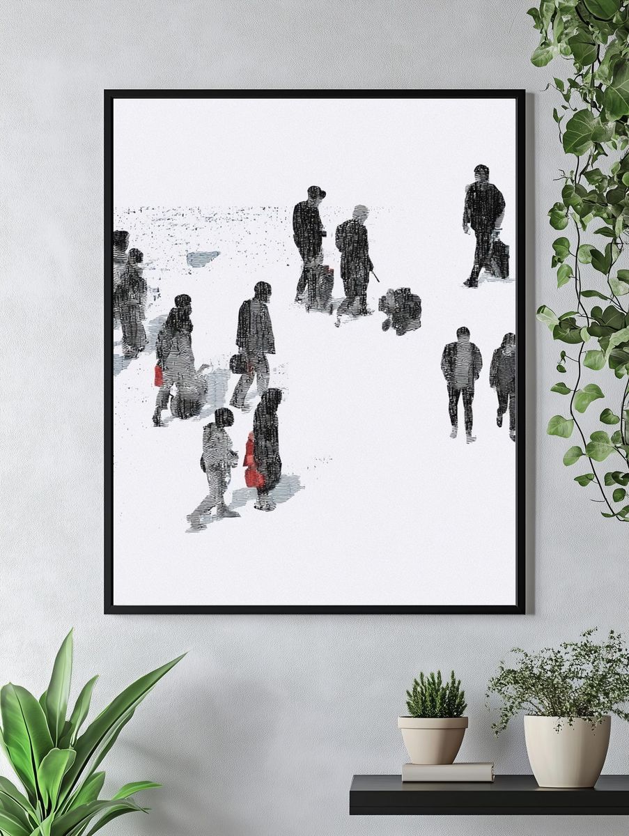 Urban Crowd Illustration Poster. — room view 4