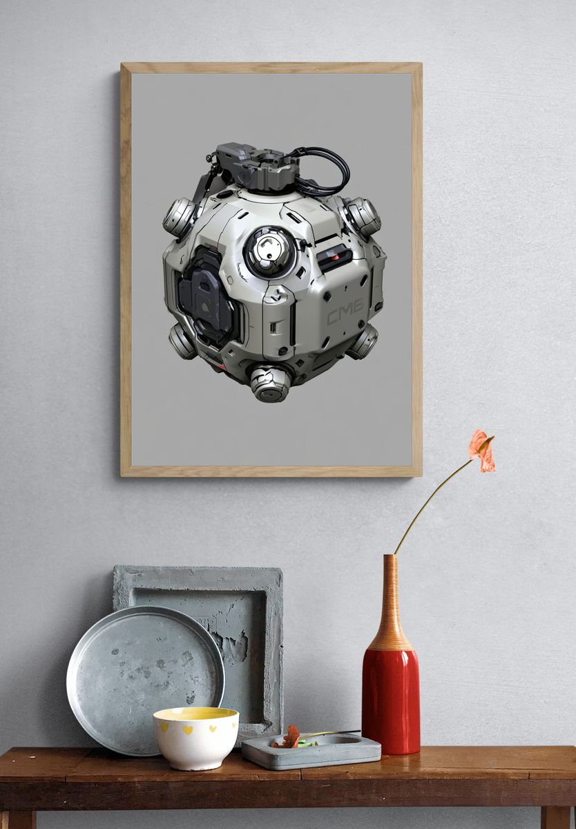 Sci-Fi Orb Device Illustration Poster. — room view 3