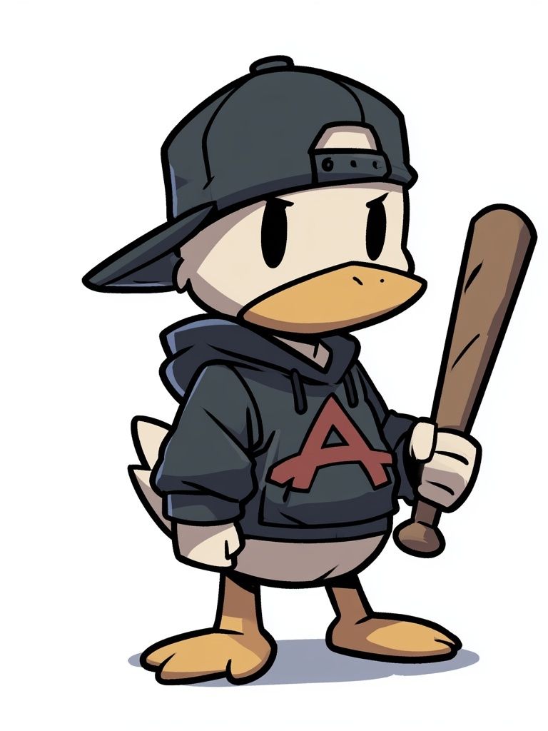 Duck Baseball Cartoon Poster. poster detail