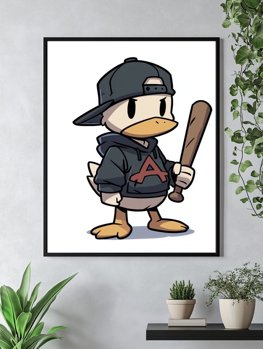 Duck Baseball Cartoon Poster. — room view 4