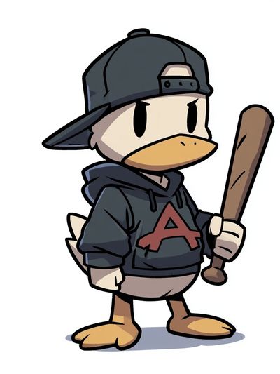 Duck Baseball Cartoon Poster. poster
