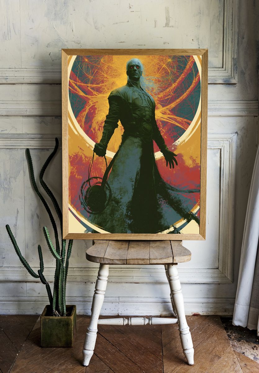 Dark Fantasy Warrior Illustration Poster. — room view 1