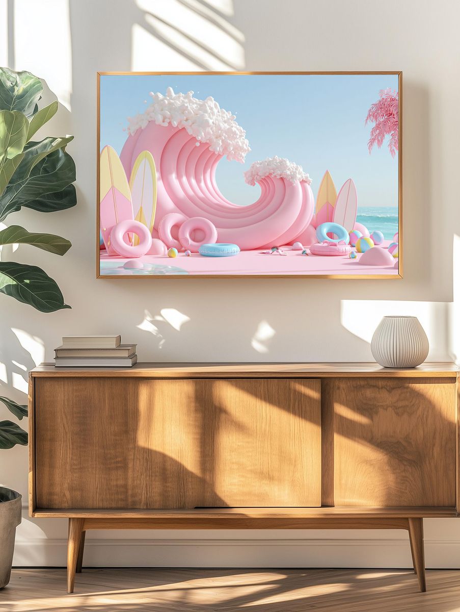 Pastel Surf Wave Beach Poster. — room view 3
