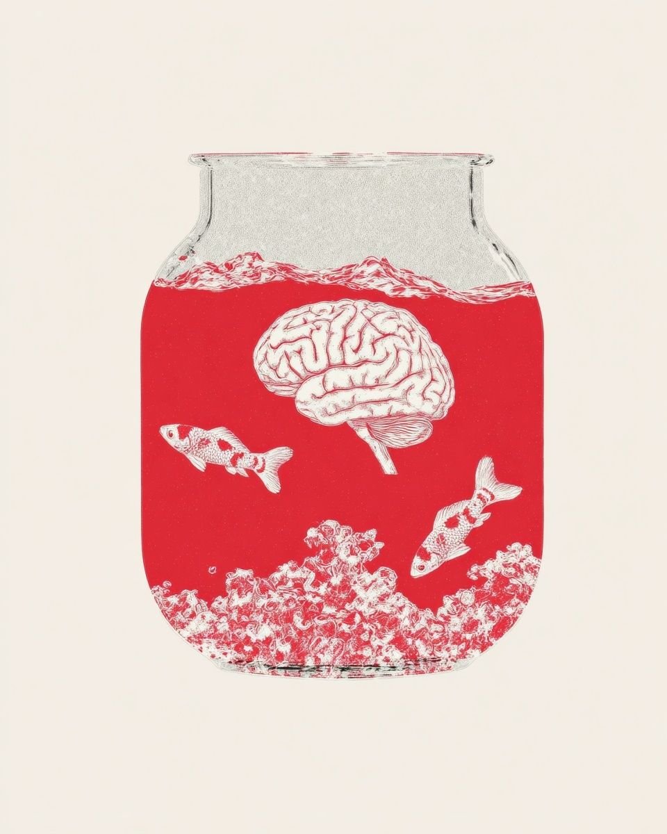 Surreal Fishbowl Brain Illustration Poster. poster detail
