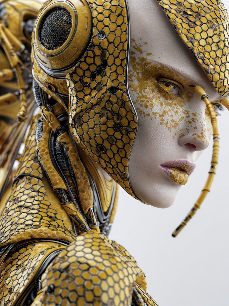 Cybernetic Bee Portrait Print. poster — illustration art