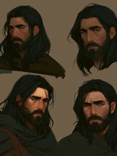 Bearded Warrior Portraits Illustration Poster. poster