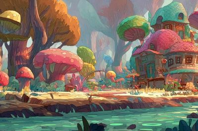 Whimsical Mushroom Forest Illustration Poster. poster