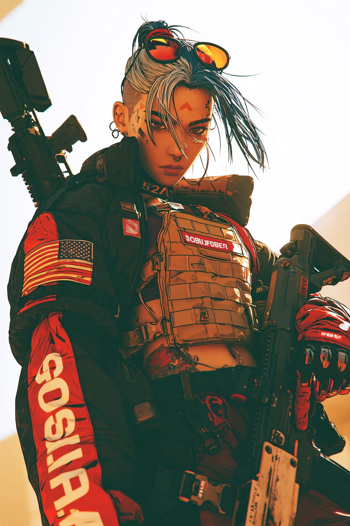 Cyberpunk Soldier Portrait Print. poster — illustration art