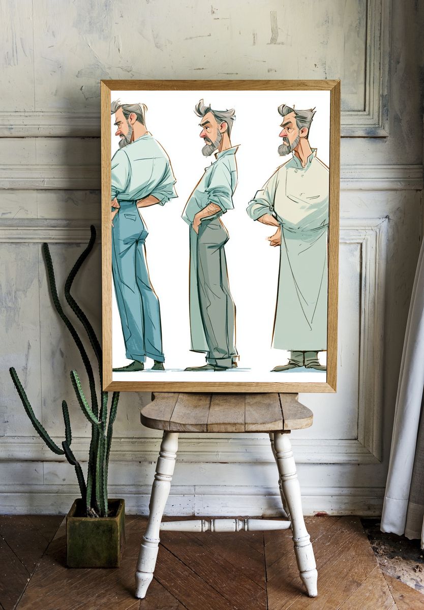Character Turnaround Illustration Poster. — room view 1