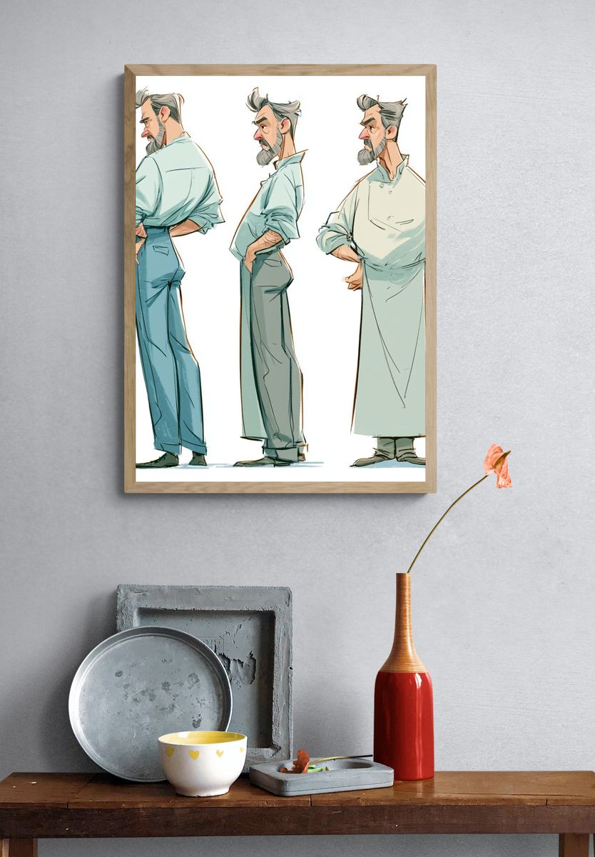 Character Turnaround Illustration Poster. — room view 3