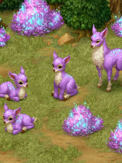 Purple Fawn Fantasy Illustration Poster. poster