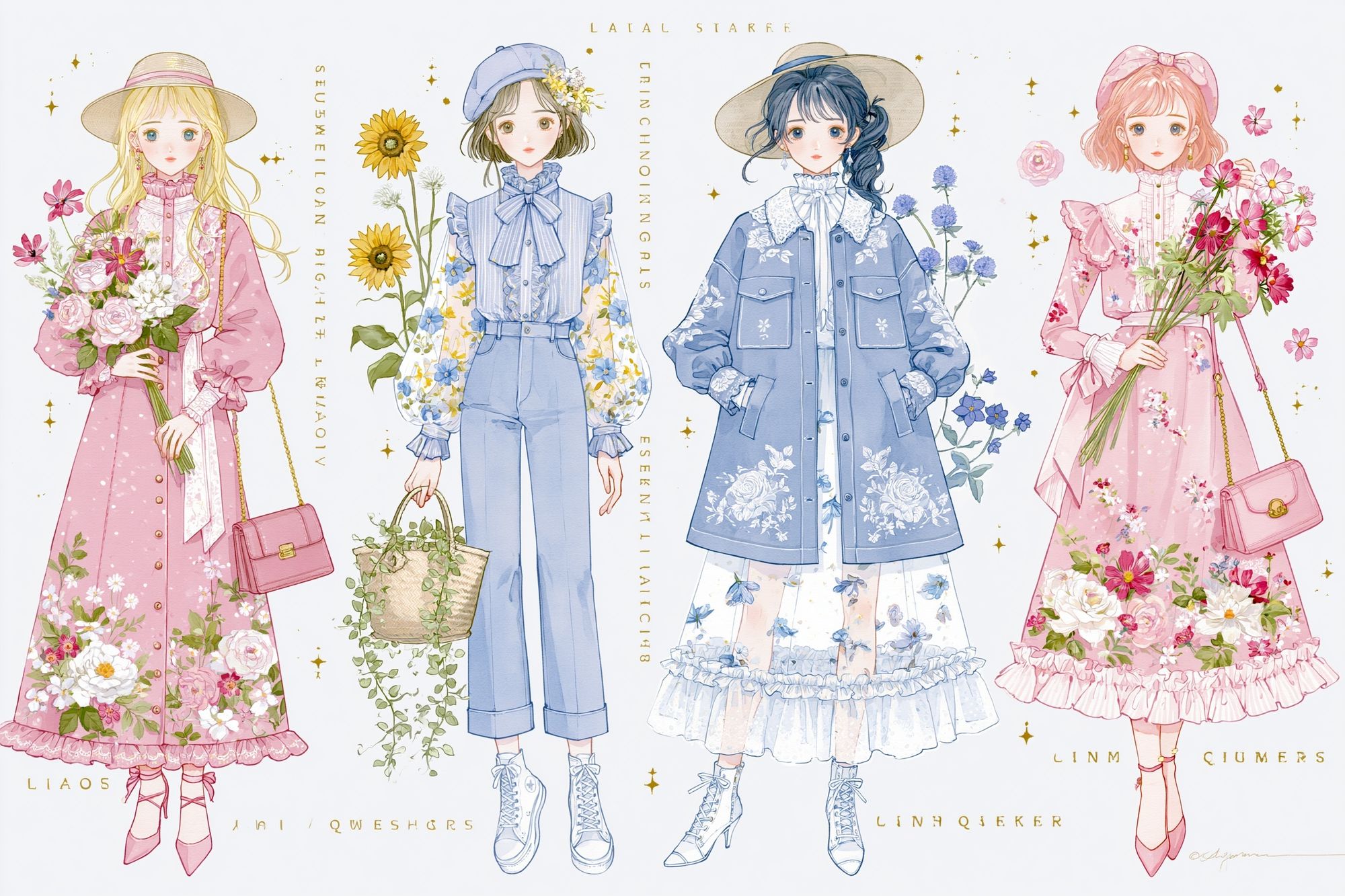 Pastel Fashion Girls Illustration Poster. poster — illustration art