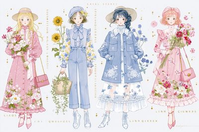 Pastel Fashion Girls Illustration Poster.