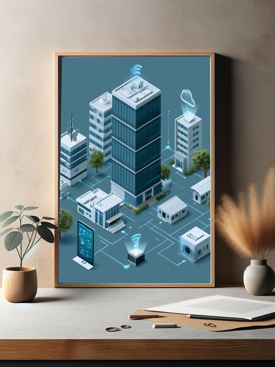 Smart City Network Illustration Poster. — room view 2