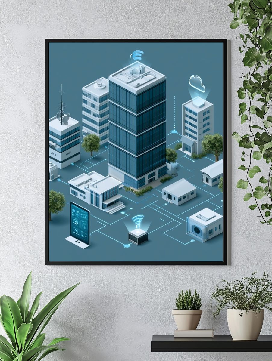 Smart City Network Illustration Poster. — room view 4