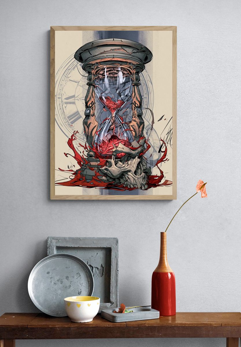 Cracked Hourglass Illustration Poster. — room view 3