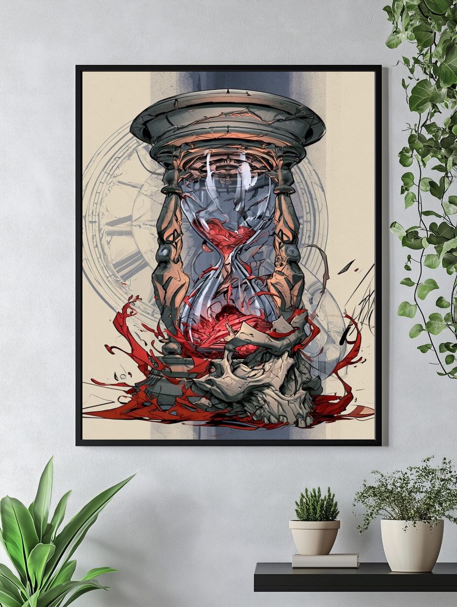Cracked Hourglass Illustration Poster. — room view 4