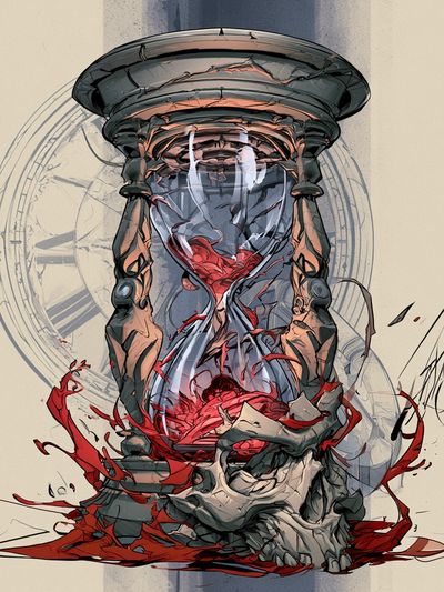 Cracked Hourglass Illustration Poster. poster