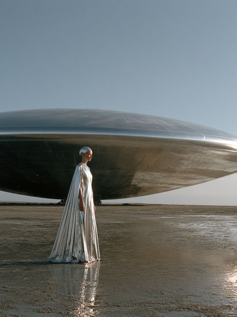 Surreal UFO Figure Poster. poster — illustration art