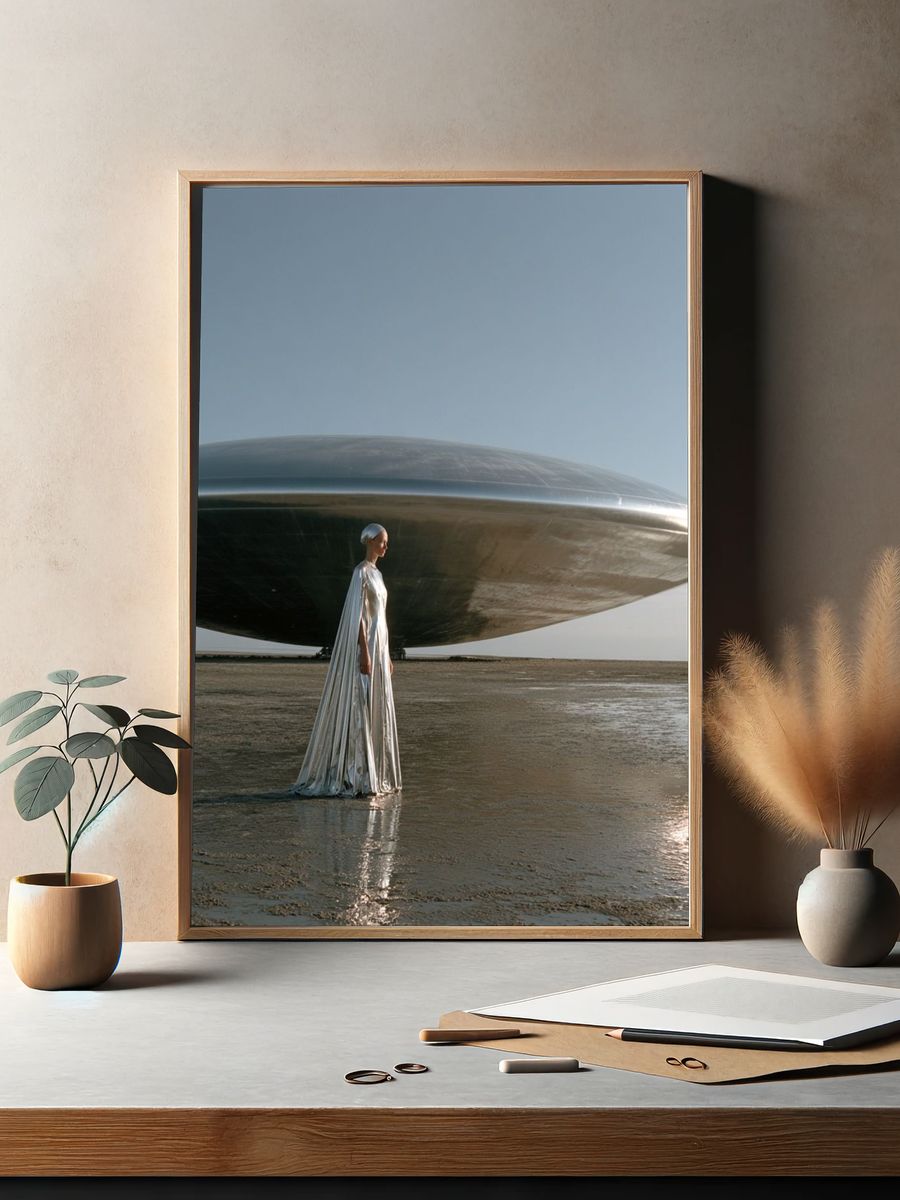 Surreal UFO Figure Poster. — room view 2