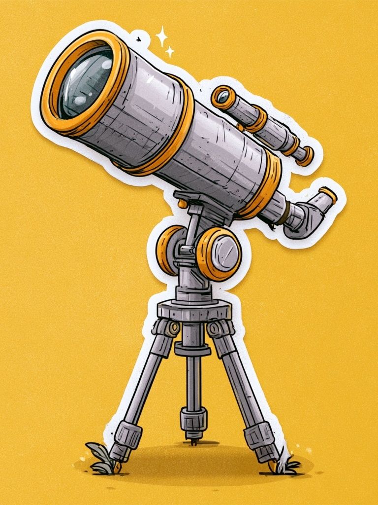 Cartoon Telescope Illustration Poster. poster — illustration art