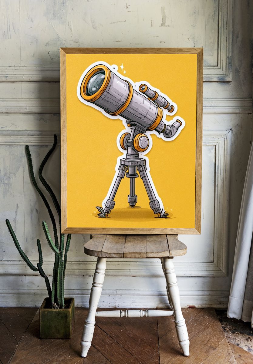 Cartoon Telescope Illustration Poster. room preview