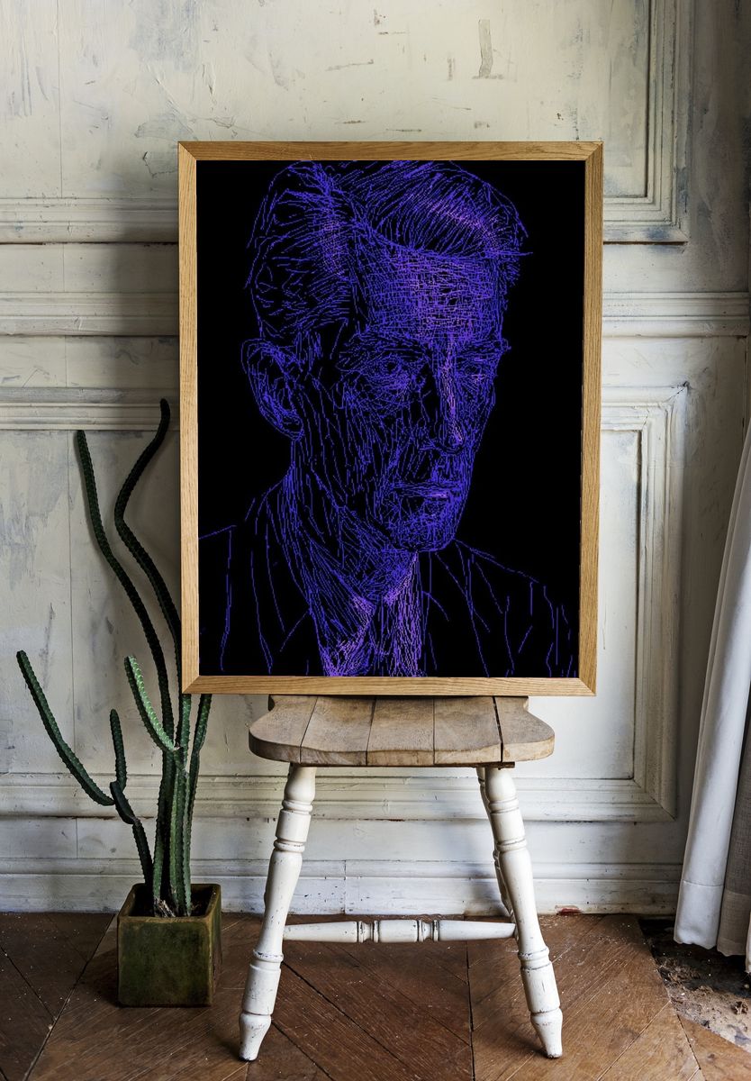 Neon Line Portrait Poster. room preview