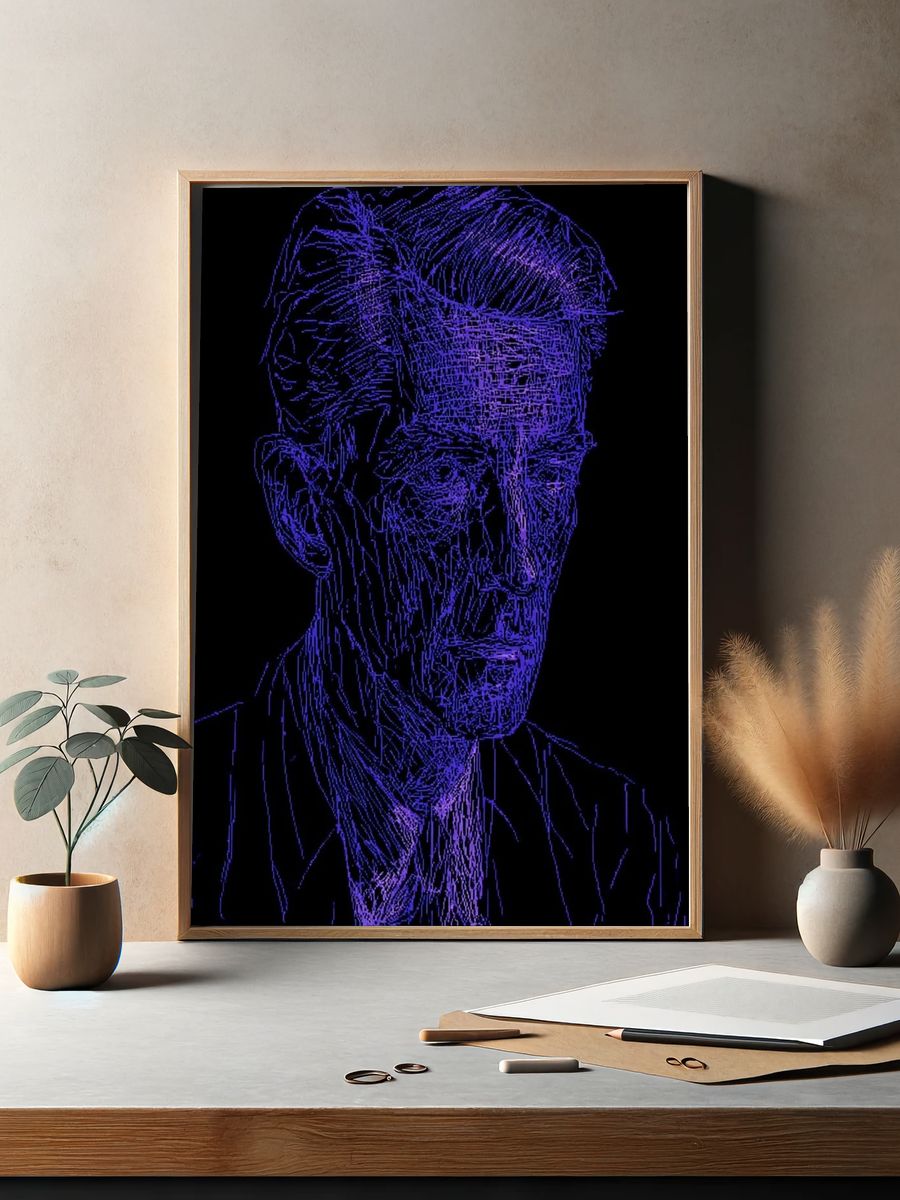 Neon Line Portrait Poster. — room view 2