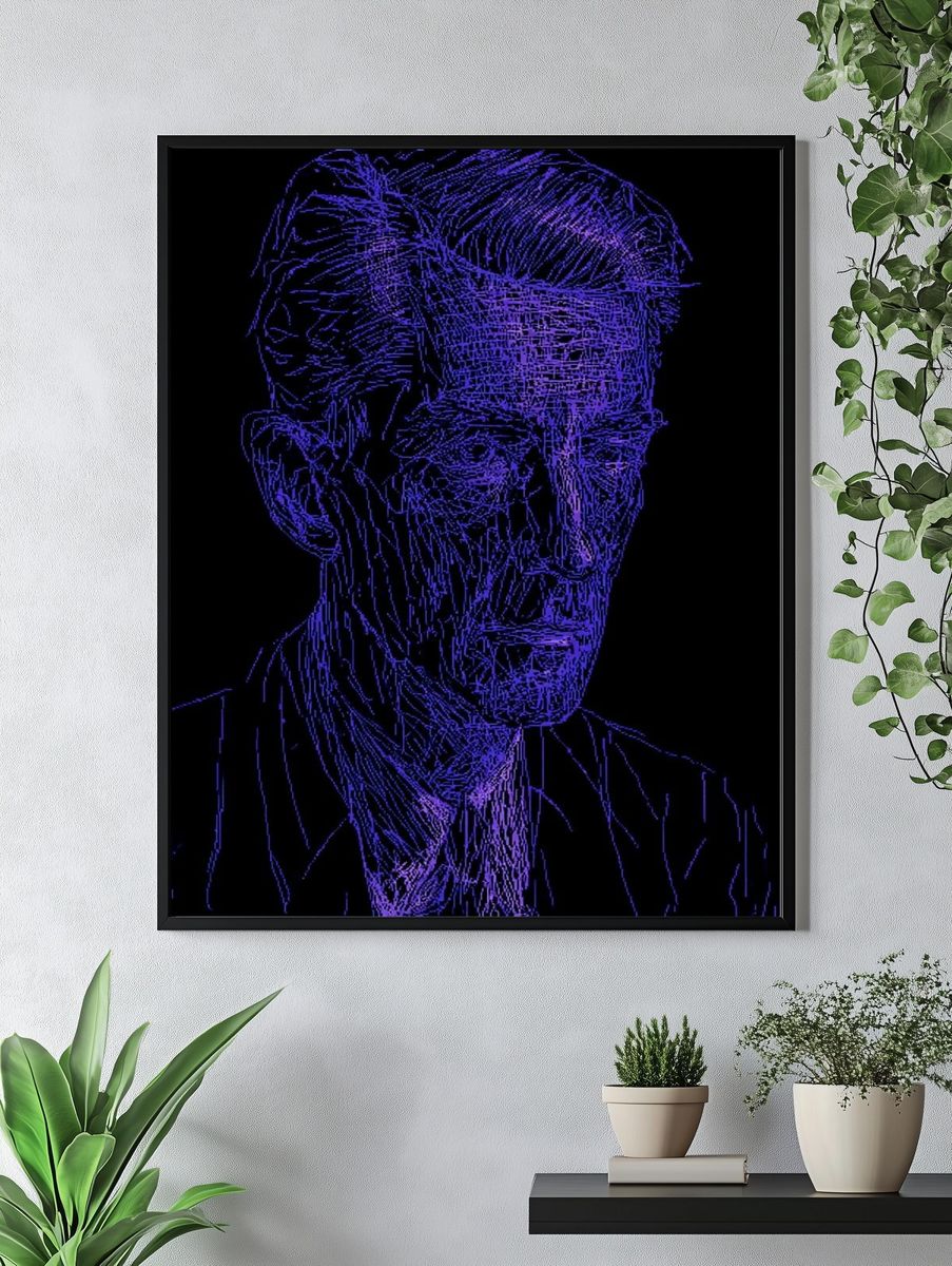 Neon Line Portrait Poster. — room view 4