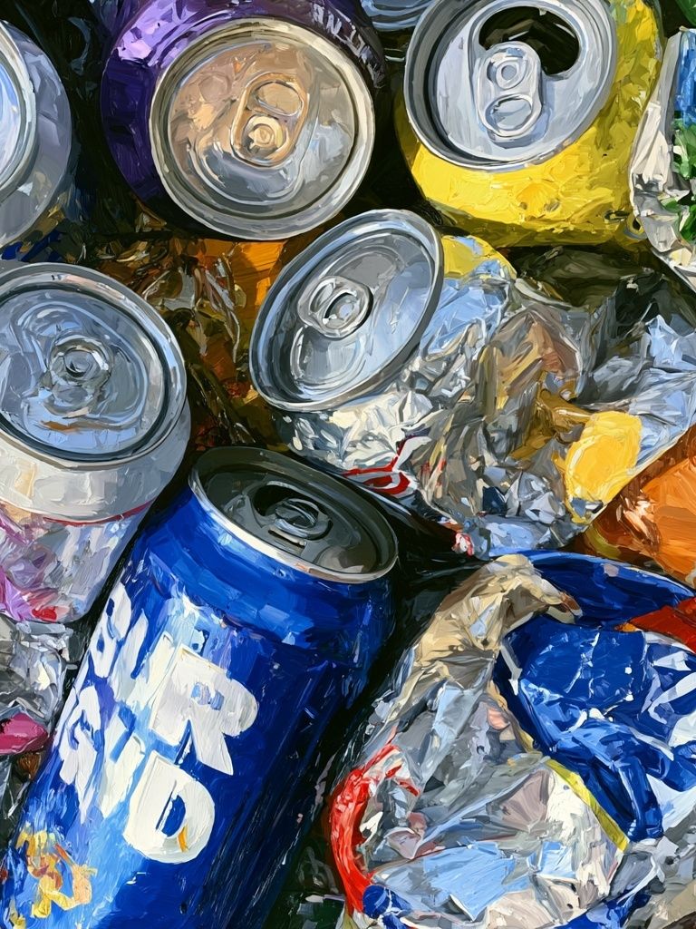 Crushed Soda Cans Illustration Poster. poster detail