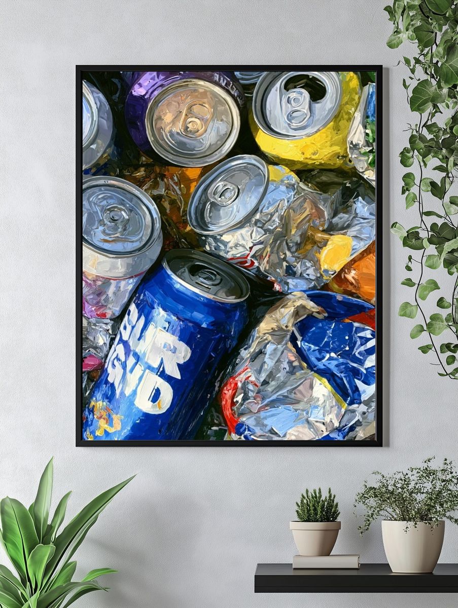 Crushed Soda Cans Illustration Poster. — room view 4