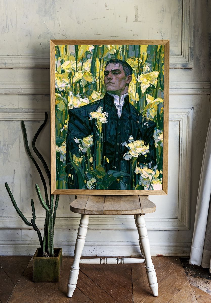 Floral Portrait Illustration Poster. — room view 1