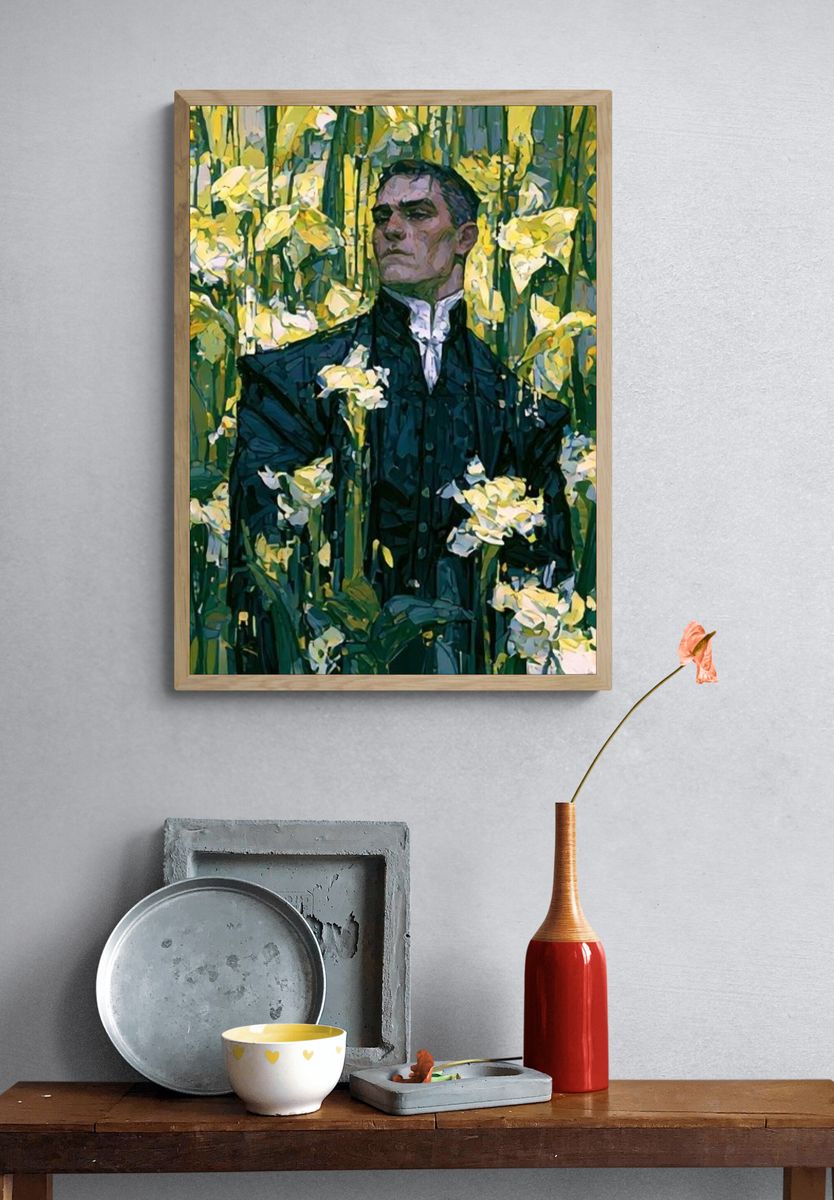 Floral Portrait Illustration Poster. — room view 3