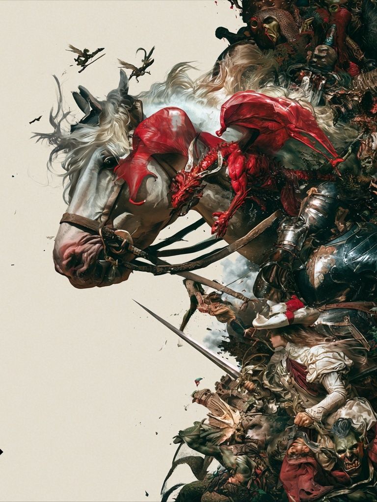 Fantasy Battle Horse Illustration Poster. poster detail