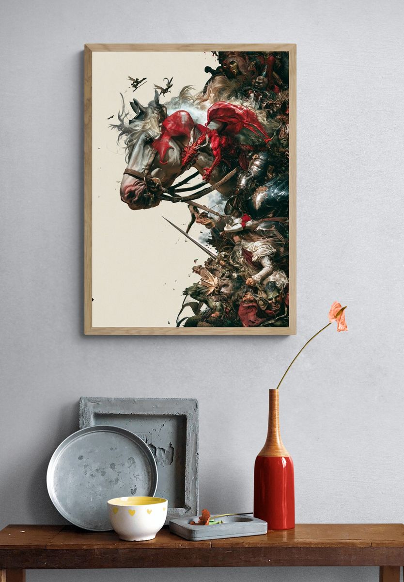 Fantasy Battle Horse Illustration Poster. — room view 3