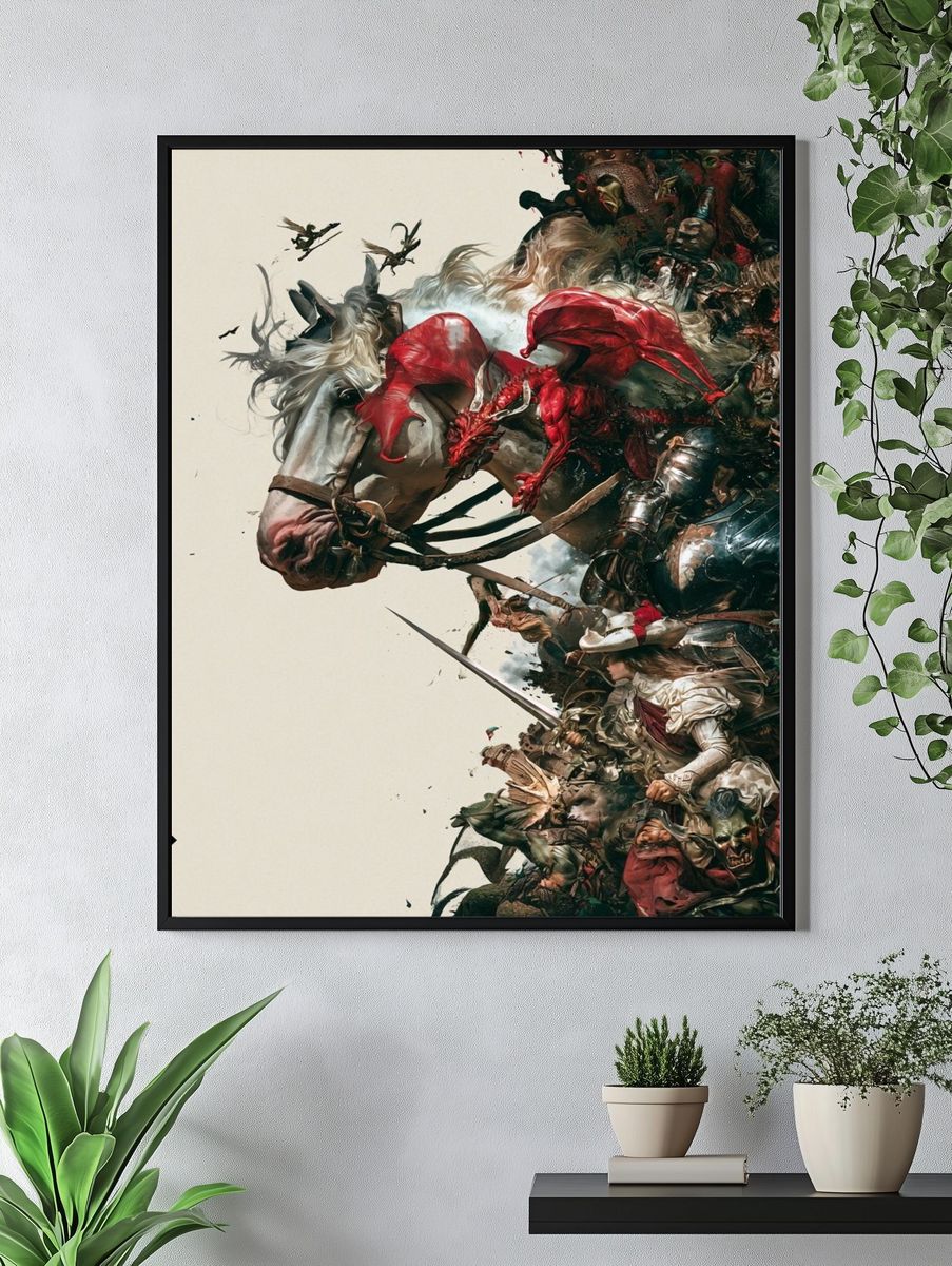 Fantasy Battle Horse Illustration Poster. — room view 4
