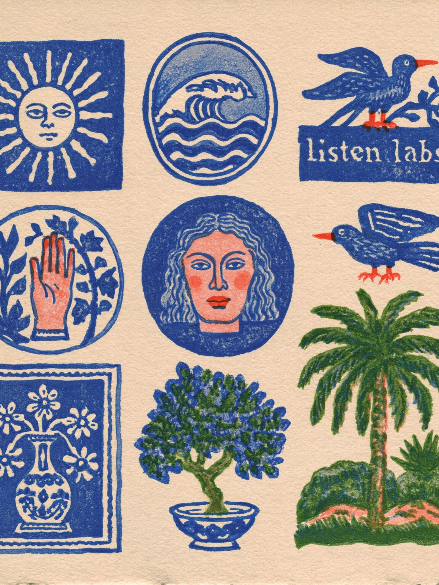 Folk Motifs Illustration Poster. poster detail