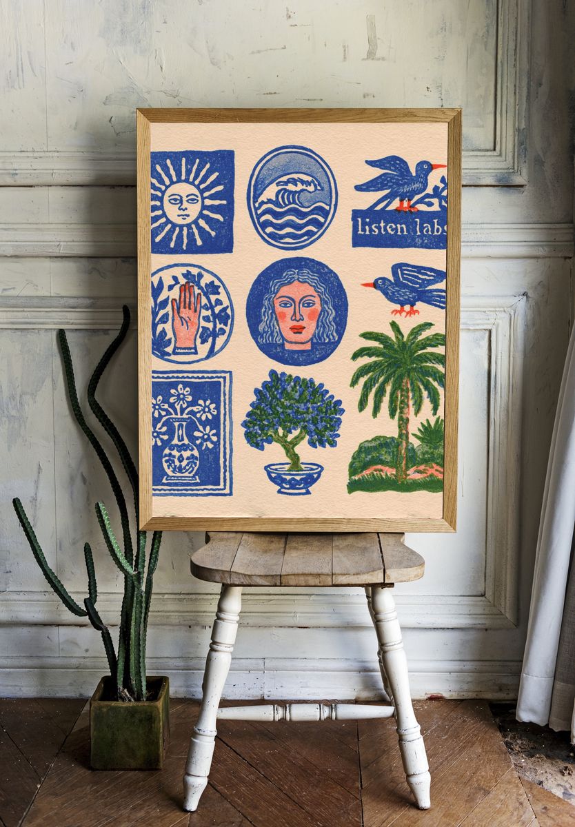 Folk Motifs Illustration Poster. — room view 1