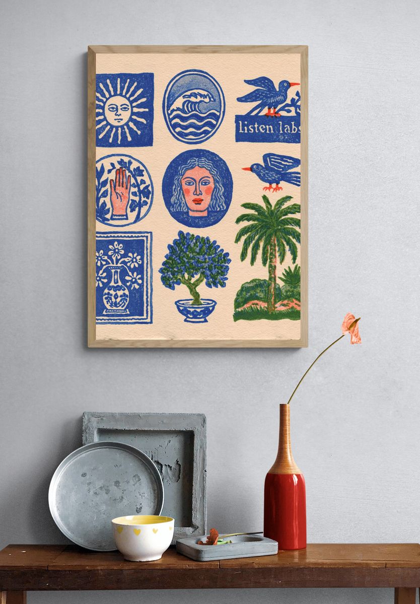 Folk Motifs Illustration Poster. — room view 3